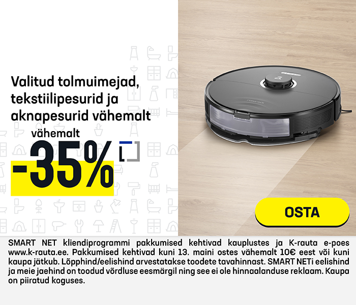 Valitud tolmuimejad, tekstiilipesurid ja aknapesurid vähemalt -35%