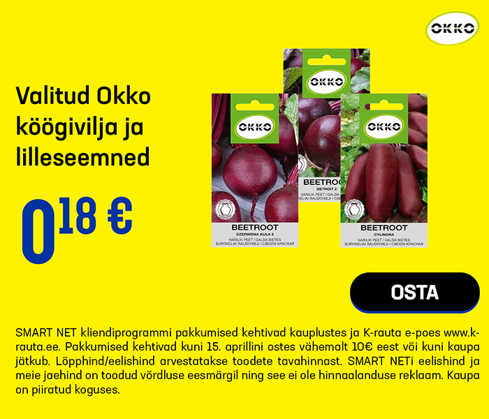 Valitud Okko köögivilja ja lilleseemned 0,18€