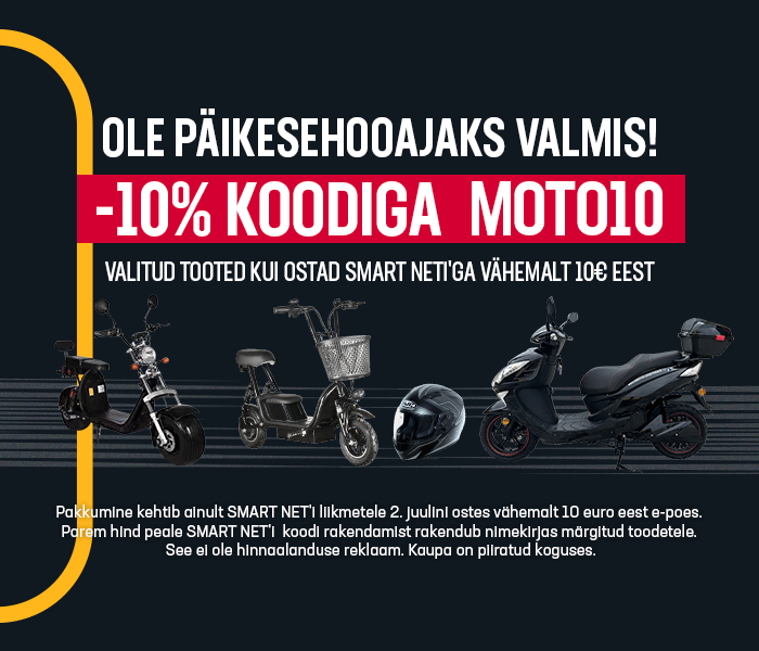 Elektrimopeedide ja mootorrataste hooaeg! Valitud tooted -10% kui ostad Smart Neti'ga vähemalt 10€ eest