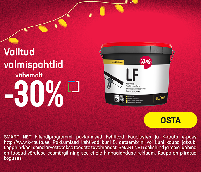 Valitud valmispahtlid vähemalt -30%