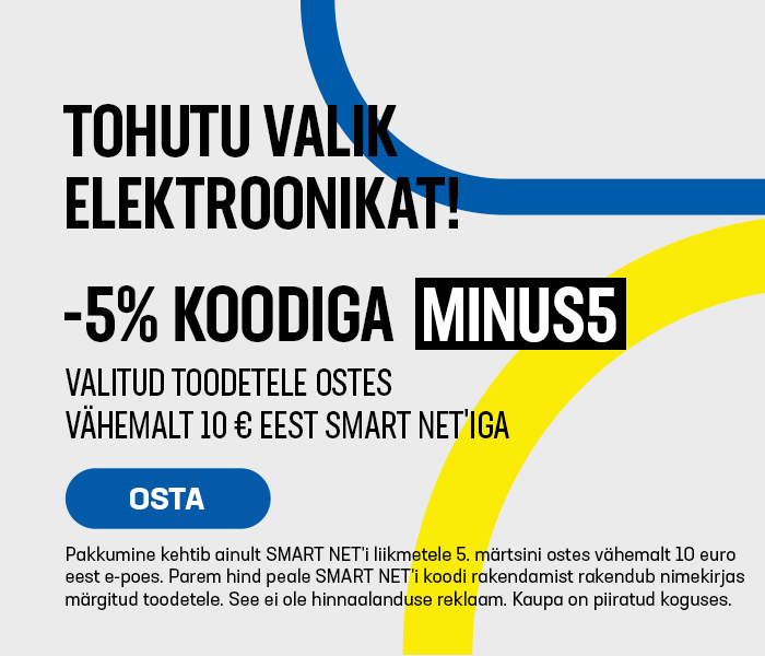 Tohutu valik elektroonikat! -5% valitud toodetele ostes vähemalt 10€ eest Smart Net'iga