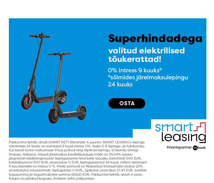 SUPERHINDADEGA valitud elektrilised tõukerattad! 0% intress 9 kuuks sõlmides järelmaksulepingu 24 kuuks