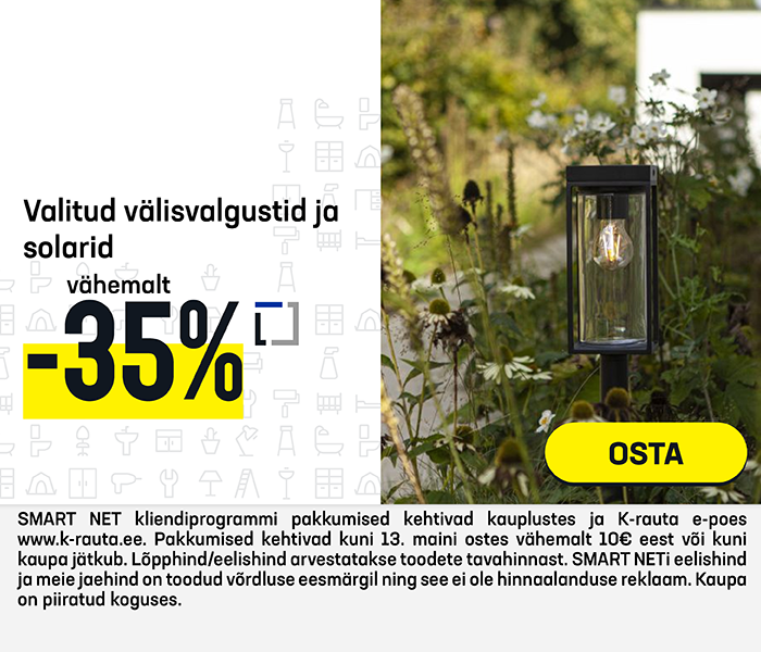 Valitud välisvalgustid ja solarid vähemalt -35%