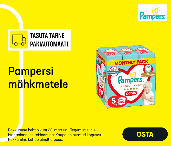 Tasuta tarne pakiautomaati Pampersi mähkmetele