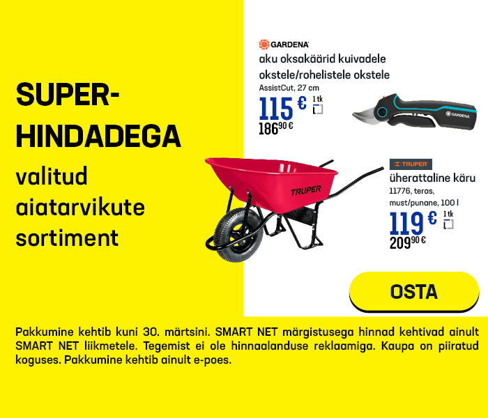 Superhindadega valitud aiatarvikute sortiment