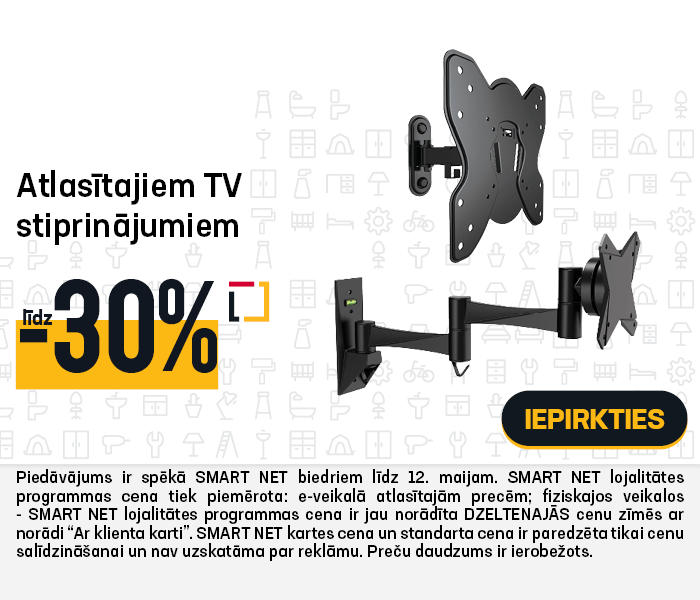 Atlasītajiem TV stiprinājumiem līdz -30%
