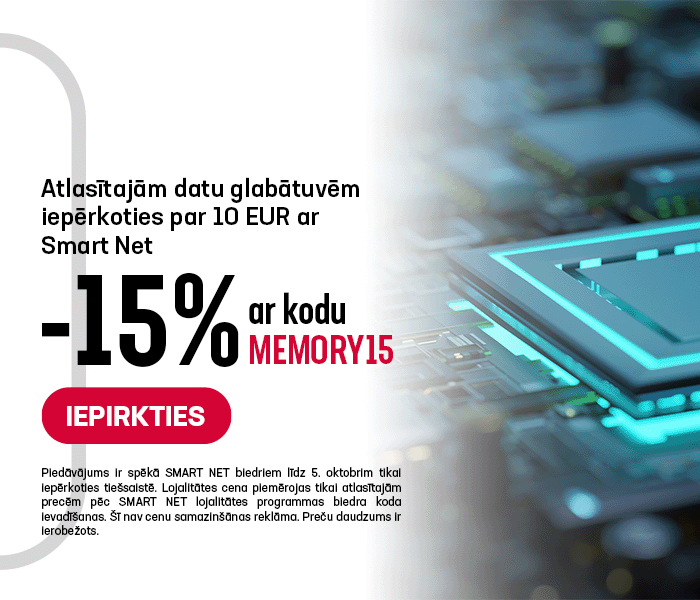 -15% Atlasītajām datu glabātuvēm iepērkoties par 10 EUR ar Smart Net
