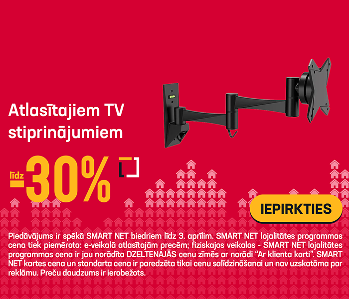 Atlasītajiem TV stiprinājumiem līdz -30%	