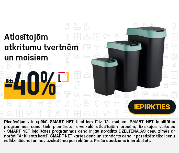 Atlasītajām atkritumu tvertnēm un maisiem līdz -40%