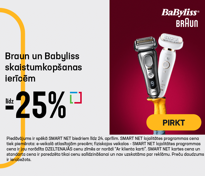 Braun un Babyliss skaistumkopšanas ierīcēm līdz -25%