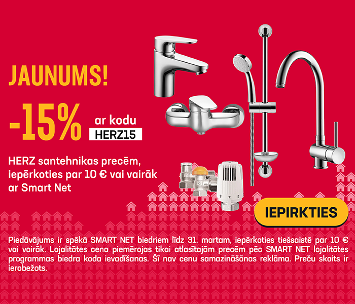 JAUNUMS - Herz santehnikas preces! -15% ar kodu HERZ15, iepērkoties par 10 € vai vairāk ar Smart Net