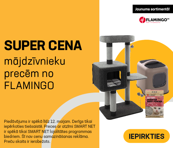 Super cena mājdzīvnieku precēm no Flamingo
