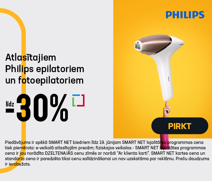 Atlasītajiem Philips epilatoriem un fotoepilatoriem līdz -30%
