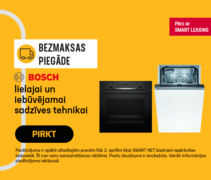 Bezmaksas piegāde Bosch lielajai un iebūvējamai sadzīves tehnikai