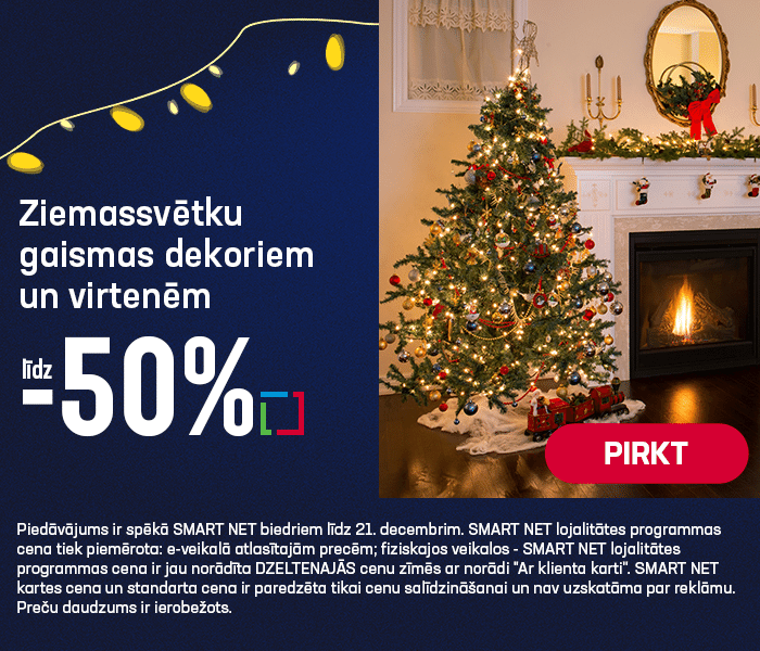 Ziemassvētku gaismas dekoriem un virtenēm līdz -50%