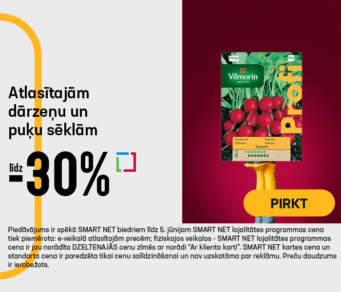 Atlasītajām dārzeņu un puķu sēklām līdz -30%