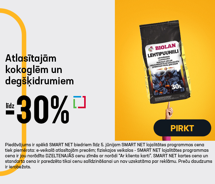 Atlasītajām kokoglēm un degšķidrumiem līdz -30%