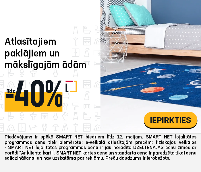 Atlasītajiem paklājiem un mākslīgajām ādām līdz -40%	
