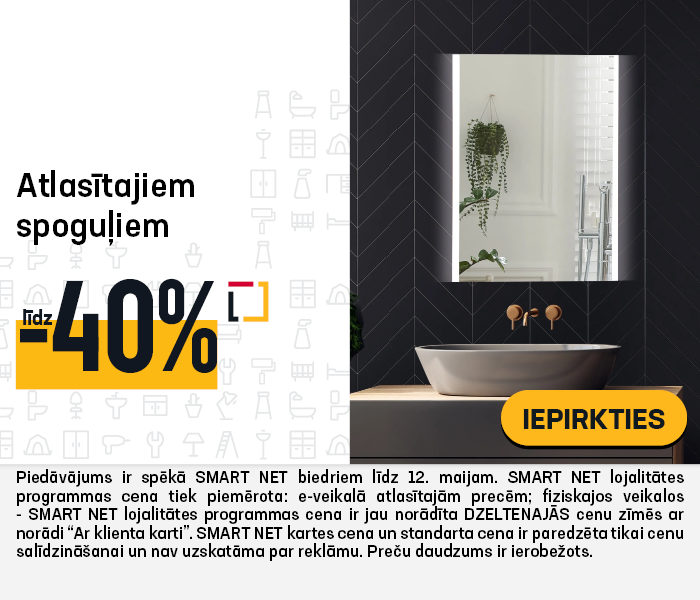 Atlasītajiem spoguļiem līdz -40%	