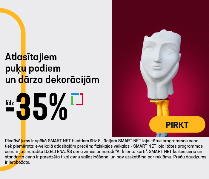 Atlasītajiem puķu podiem un dārza dekorācijām līdz -35%