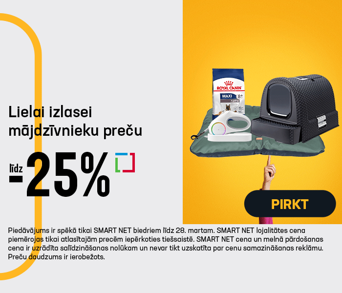 Lielai izlasei mājdzīvnieku preču līdz -25%