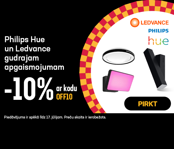 Philips Hue un Ledvance gudrajam apgaismojumam -10% ar kodu OFF10