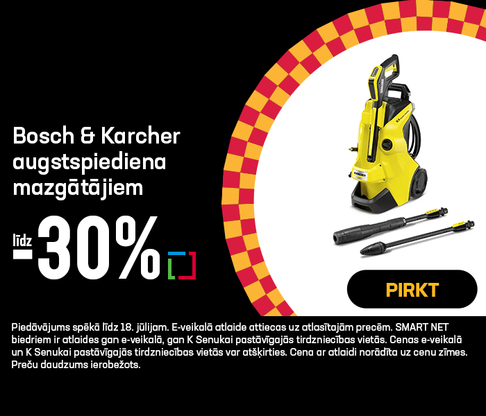 Bosch & Karcher augstspiediena mazgātājiem līdz -30%