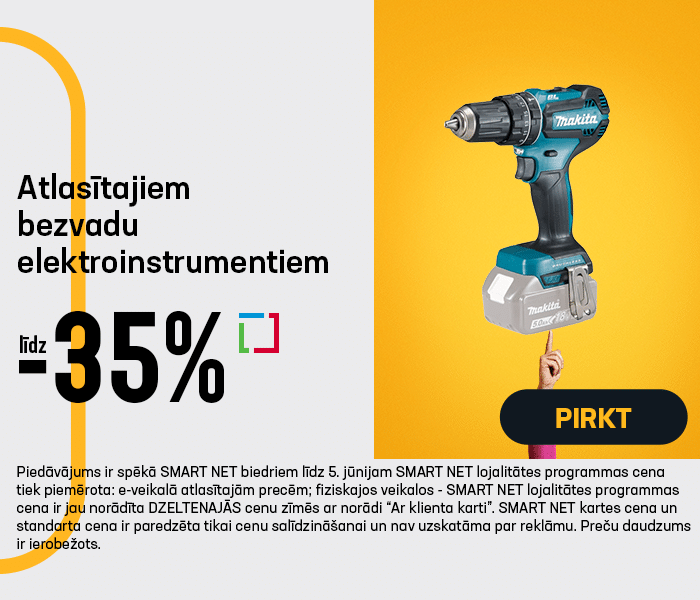 Atlasītajiem bezvadu elektroinstrumentiem līdz -35%