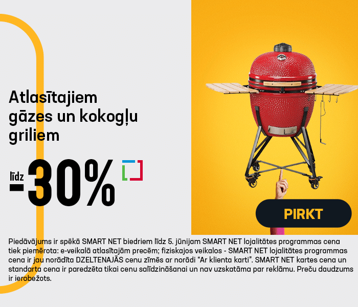 Atlasītajiem gāzes un kokogļu griliem līdz -30%