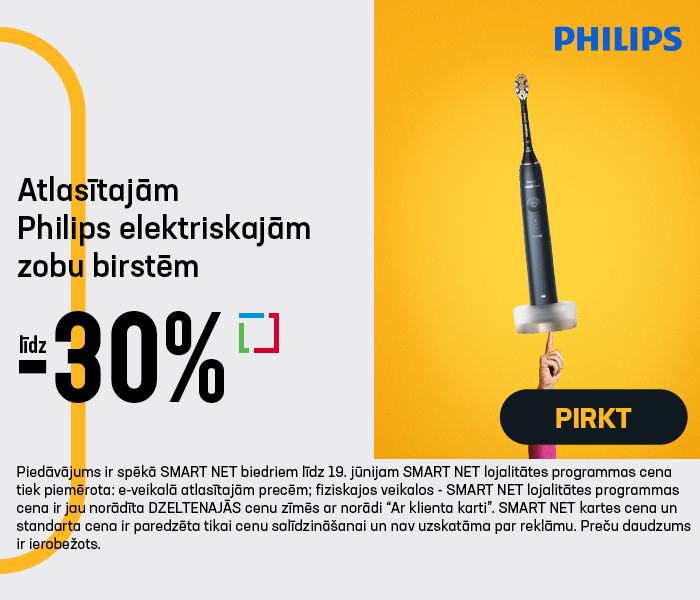 Atlasītajām Philips elektriskajām zobu birstēm līdz -30%