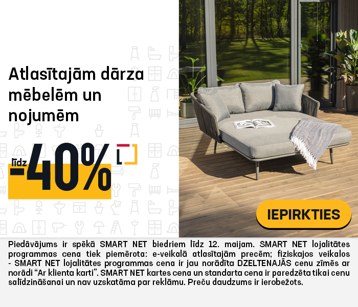 Atlasītajām dārza mēbelēm un nojumēm līdz -40%