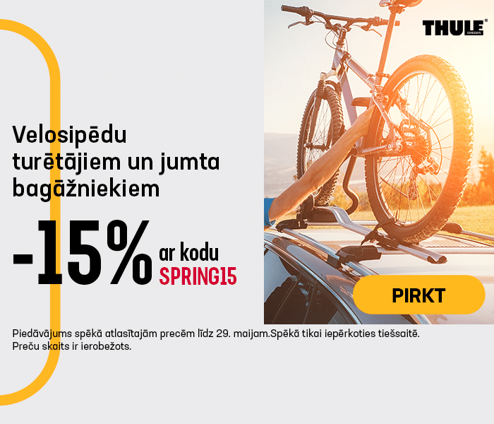 -15% velosipēdu turētājiem un jumta bagāžniekiem ar kodu SPRING15