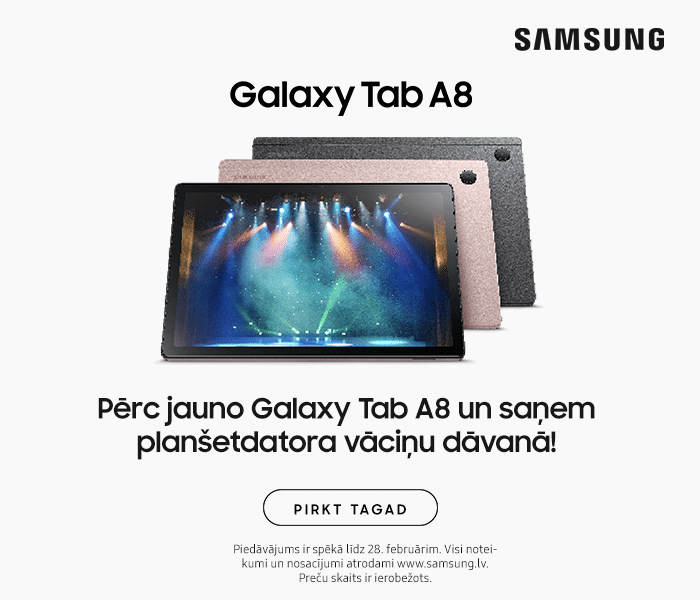 SAMSUNG Galaxy Tab A8! Pērc jauno Galaxy Tab A8 un saņem planšetdatora vāciņu dāvanā!