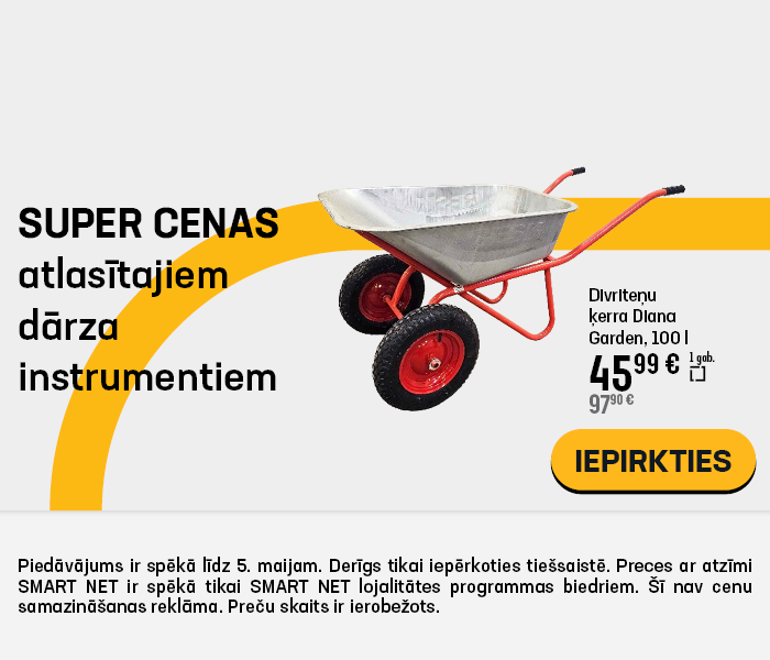 Super cenas atlasītajiem dārza instrumentiem