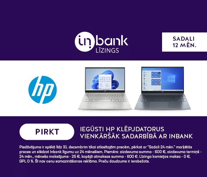 Iegūsti HP klēpjdatorus vienkāršāk sadarbībā ar Inbank