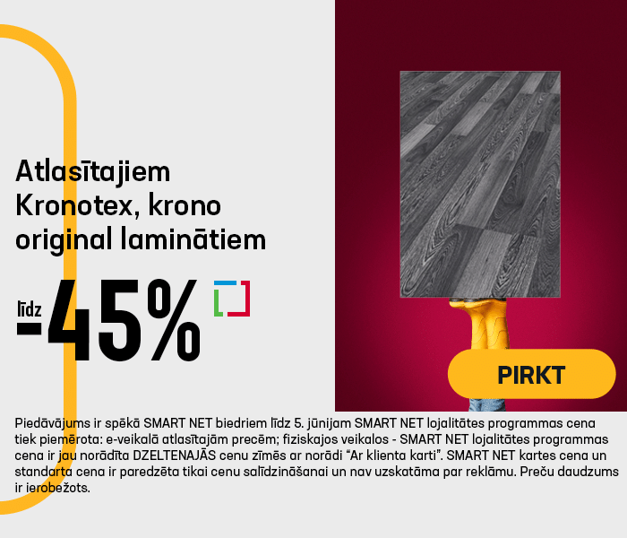 Atlasītajiem Kronotex, krono original laminātiem līdz -45%