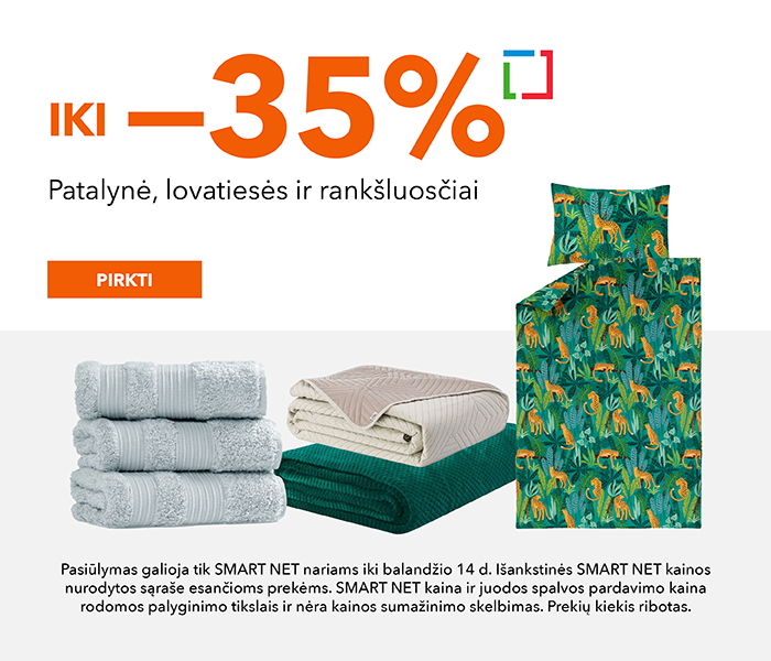 Patalynė, lovatiesės ir rankšluosčiai iki -35%