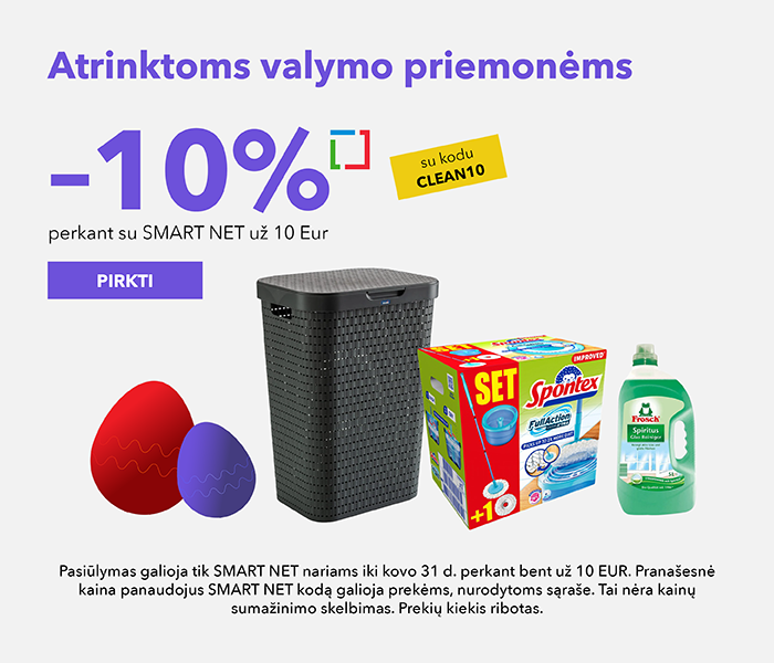 -10% atrinktoms valymo priemonėms perkant su Smart Net už 10 Eur