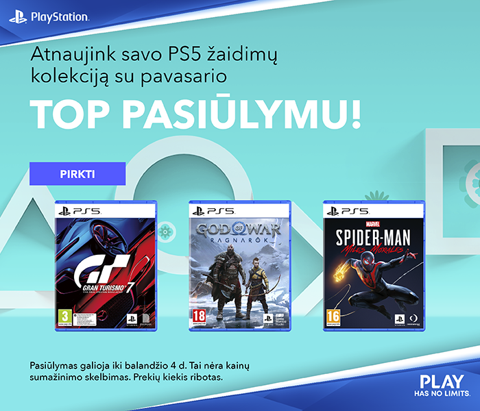 Atnaujink savo PS5 žaidimų kolekciją su pavasario TOP pasiūlymu!