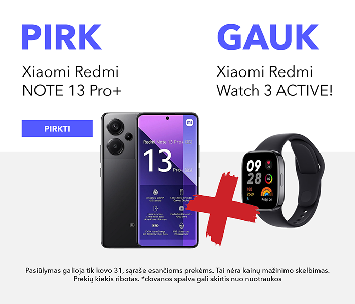 Pirki Xiaomi Redmi NOTE 13 Pro+ Gauk Xiaomi Redmi Watch 3 ACTIVE!