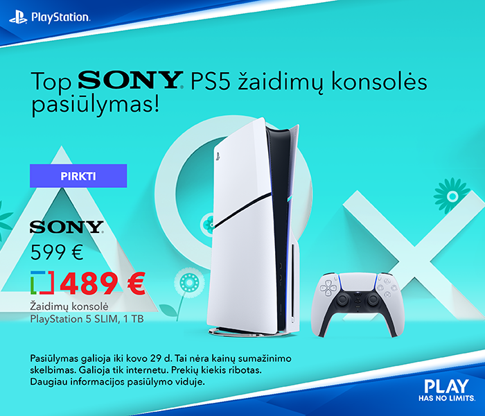 Top Sony PS5 žaidimų konsolės pasiūlymas!