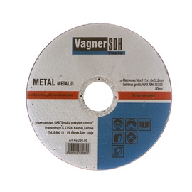 Plieno pjovimo diskas Vagner SDH, 115x1x22 mm