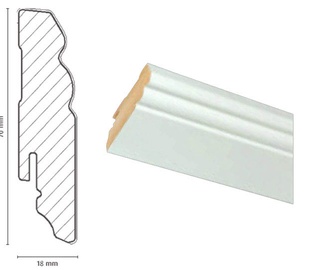 Põrandaliist FOF A015, 2,4x0,018x0,07 m, valge