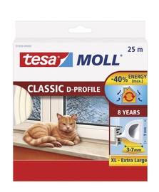 Blīvējums logiem un durvīm D Tesa 9x7mm 25m, balts