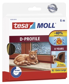 Blīvējums logiem un durvīm D Tesa 9x7mm 6m, brūns