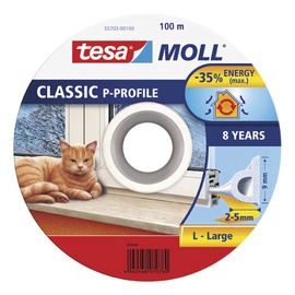 Blīvējums logiem un durvīm P Tesa 9x5mm 100m, balts