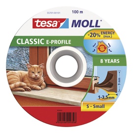 Blīvējums logiem un durvīm E Tesa 9x3,5mm 100m, brūns