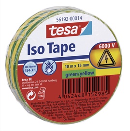 Isoleerteip Tesa PVC 10m x 15mm, roheline / kollane IEC