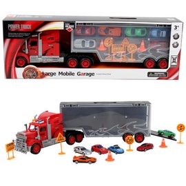 Sunkvežimis - didelis mobilus garažas su automobiliukais, 51,5x8,5x14,5 cm
