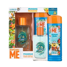 Rinkinys Minions Minions Paradise: tualetinis vanduo EDT 75 ml + vonios putos 250 ml, vaikams